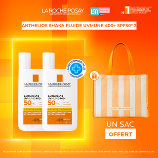 La roche-posay anthelios shaka fluide uvmune 400+ spf50 *2 = Sac offert