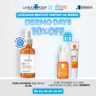 La Roche Posay pure vitamin C12 serum 30ml = Pure Vitamine C12 10ml + Anthelios Fluide 15ml Offerts