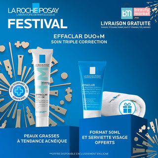 La Roche-Posay Effaclar Duo+M 40ml – Anti-Imperfections Peaux Grasses = Gel Moussant 50ml + Serviette Visage OFFERTS