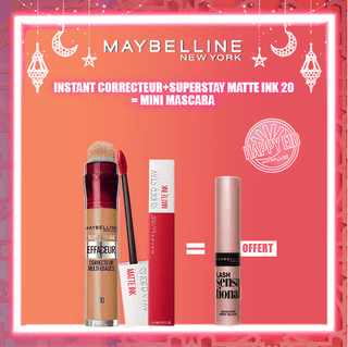 Maybelline Pack Superstay Matte Ink 20 PIONNER + Instant Anti-Âge Correcteur = Mini Mascara Offert