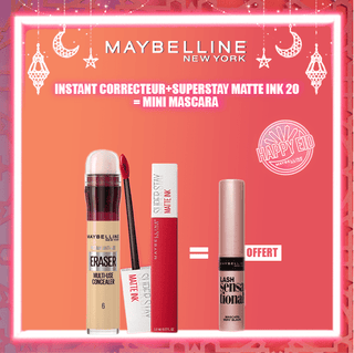 Maybelline Pack Superstay Matte Ink 20 PIONNER + Instant Anti-Âge Correcteur = Mini Mascara Offert