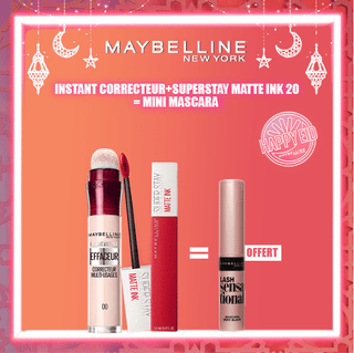 Maybelline Pack Superstay Matte Ink 20 PIONNER + Instant Anti-Âge Correcteur = Mini Mascara Offert