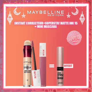 Maybelline Pack Superstay Matte Ink 15 LOVER + Instant Anti-Âge Correcteur = Mini Mascara Offert