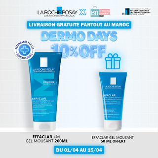 LA ROCHE-POSAY EFFACLAR GEL MOUSSANT 200 ML = MINI GEL MOUSANT 50 ML OFFERT