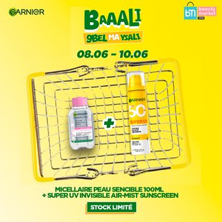 Garnier Super UV Invisible Air-Mist Sunscreen 75ML + Solution micellaire tout en 1 peaux sensibles 100ML