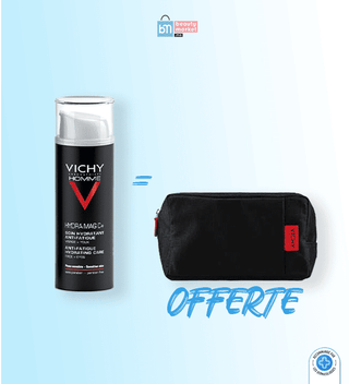 Vichy Homme Hydra Mag C+ – Soin hydratant anti-fatigue Visage + Yeux – 50 ml = Trousse Homme OFFERTE