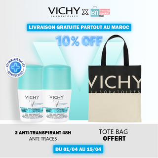 Vichy Déodorant Traitement Anti-Transpirant 48H Anti-traces 50 ml *2 = Tote Bag Offert