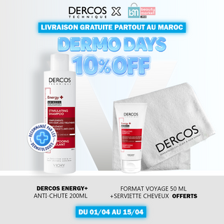 Vichy Dercos Shampooing Energisant+ Anti-chute 200 ml = Format Voyage 50 Ml + Serviette Cheveux Offerts