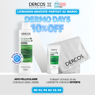Vichy Dercos Shampooing traitant Antipelliculaire Cheveux Normaux à Gras 200ml = Format Voyage 50 Ml + Serviette Cheveux Offerts
