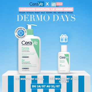 Cerave gel moussant nettoyant peau normale à grasse 473ml = GEL MOUSSANT 20 ML OFFERT