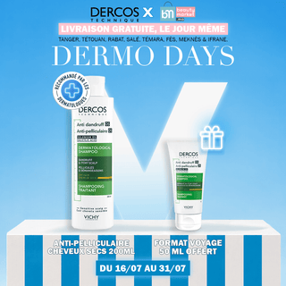 Vichy Dercos Shampooing Antipelliculaire Cheveux Secs 200 ml = Format Voyage 50 Ml Offert