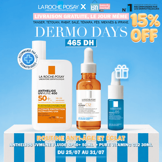 La Roche Posay Routine Anti-Âge Et Éclat Anthelios Shaka Fluid  Spf50 + Pure Vitamin C12 30ml = Hyalu B5 10ml Offert