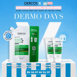 Vichy Dercos Eco-Recharge Shampooing Antipelliculaire Cheveux Secs 390ml = *2 Format Voyage 50 Ml Offerts