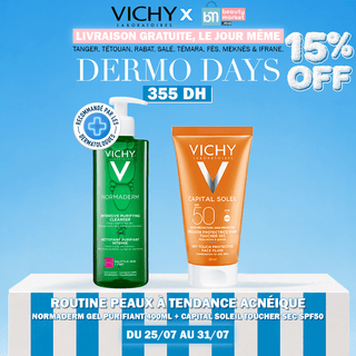 Vichy Routine Tendance Acnéique Normaderm Gel Purifiant 400 Ml + Capital Soleil Émulsion Toucher Sec Spf50