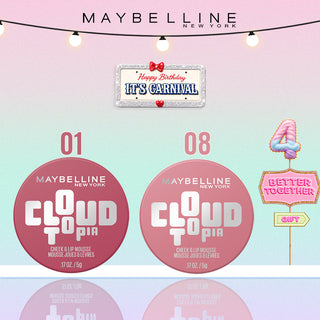 MAYBELLINE NEW YORK BLUSH CLOUDTOPIA TWILIGHT BERRY 01 + ENCHANTED MAUVE 08