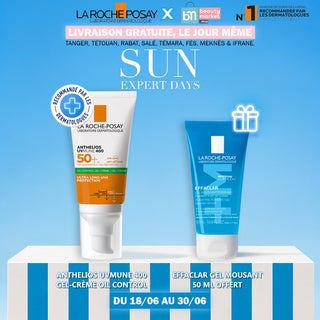 La roche posay anthelios oil control invisible spf50+ peau m à g 50ml = Effaclar Gel Moussant 50ml OFFERT