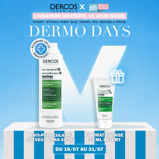 Vichy Dercos Shampooing traitant Antipelliculaire Cheveux Normaux à Gras 200ml = Format Voyage 50 Ml Offert