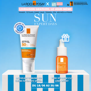 La roche posay anthelios ultra crème invisible spf 50+ 50ml = PURE VITAMINE C12 10ML OFFERT