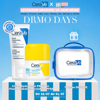 CeraVe Crème Hydratante Visage PM 52 ml + Fluide Hydratant Invisible SPF50 50 ml = Trousse Offerte