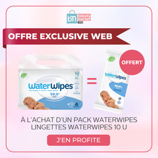 WATERWIPES – PACK 4 x 60 LINGETTES A L’EAU POUR BEBES A PEAUX SENSIBLES = 10 Unités OFFERTS