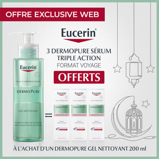 EUCERIN DERMOPURE GEL NETTOYANT 200ML = 3 Serum triple Action miniature Offerts