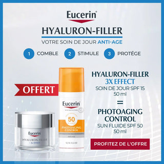 EUCERIN PACK  HYALURON-FILLER SOIN DE JOUR 50ML = PHOTOAGING CONTROL SPF 50 OFFERT