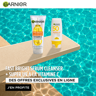 Garnier Pack Fast Bright Serum Cleanser Vitamin C 100ml + Super uv invisible sunscreen spf 50
