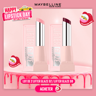 Maybelline New York LIFTER GLAZE Baume Huile Hydratant 002 PINK DRIP + 008 ACAI GLAZE