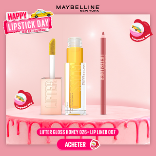 Maybelline Lifter Gloss à Lèvres Repulpant 026 Honey + Lifter Liner 007 Big Lift