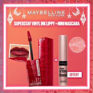 Maybelline New York - Brillant à lèvres Superstay Vinyl Ink 10 LIPPY = Mascara Offert