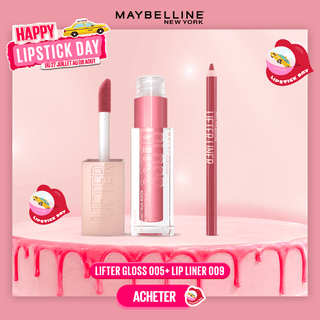 MAYBELLINE PACK LIFTER GLOSS À LÈVRES REPULPANT 005 PETAL + Lifter Lip Liner 009 Peaking
