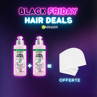 GARNIER ULTRA DOUX LOT DE 2 Rice Water Crème sans rinçage à l'eau de riz et à l'amidon 200ML = Serviette offerte