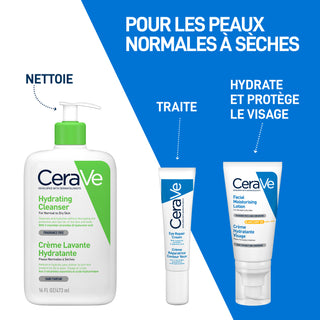 CeraVe Crème Hydratante Visage SPF 50 Peaux Normales À Sèches 52ml = creme hydratant + Lotion +trousse offerts