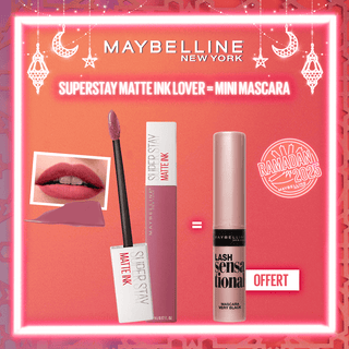 Maybelline New York - Rouge à lèvre Mat Liquide Superstay Matte Ink 15 LOVER = Mini Mascara Offert