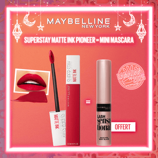 Maybelline New York - Rouge à lèvre Mat Liquide Superstay Matte Ink 20 PIONNER = Mini Mascara Offert