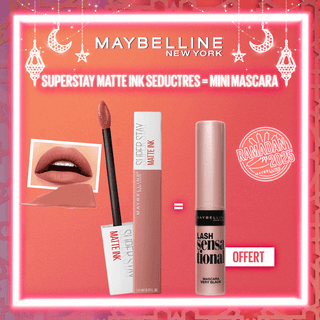 Maybelline New York - Rouge à lèvre Mat Liquide Superstay Matte Ink 65 SEDUCTRES = Mini Mascara Offert