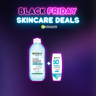 GARNIER Solution Micellaire ANTI ACNE 400ml + Super UV Serum Sunscreen SPF50+ PA++++ – Peaux à Imperfections & Anti-Acné