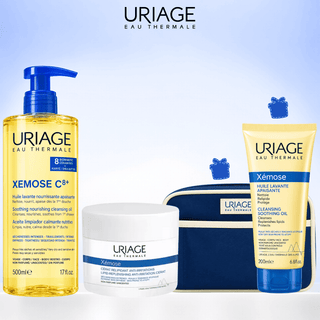 Uriage Xémose C8+ Pack Anti-Irritations – Huile Lavante 500 ml + Cérat Relipidant 200 ml = Huile Lavante 200 ml + Trousse Offertes
