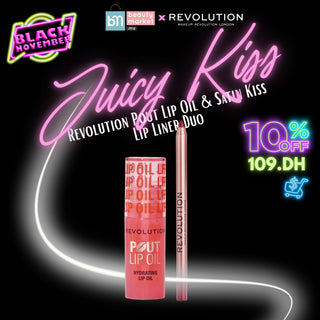 Juicy Kiss – Revolution Pout Lip Oil & Satin Kiss Lip Liner Duo – Lèvres satinées et éclatantes