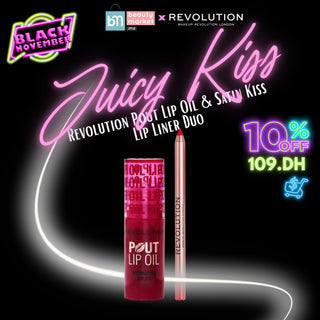Juicy Kiss – Revolution Pout Lip Oil & Satin Kiss Lip Liner Duo – Lèvres satinées et éclatantes