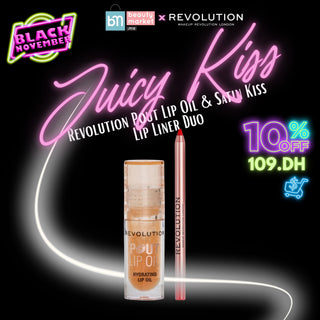 Juicy Kiss – Revolution Pout Lip Oil & Satin Kiss Lip Liner Duo – Lèvres satinées et éclatantes