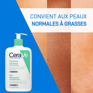 Cerave Gel Moussant Nettoyant Peau Normale à Grasse | 473ml = Gel moussant 20ml +OIL CONTROL 3ML  OFFERTES