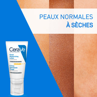 CeraVe Crème Hydratante Visage SPF 50 Peaux Normales À Sèches 52ml = creme hydratant + Lotion +trousse offerts