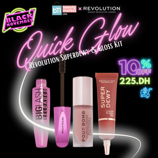Quick Glow – Revolution Superdewy & Gloss Kit – Teint lumineux et lèvres éclatantes