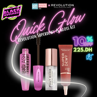 Quick Glow – Revolution Superdewy & Gloss Kit – Teint lumineux et lèvres éclatantes