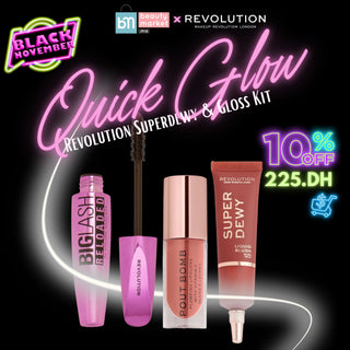 Quick Glow – Revolution Superdewy & Gloss Kit – Teint lumineux et lèvres éclatantes
