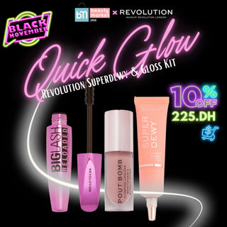 Quick Glow – Revolution Superdewy & Gloss Kit – Teint lumineux et lèvres éclatantes