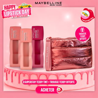 Maybelline – Lot de 3 SuperStay Teddy Tint 10,15,55 = Trousse Offerte