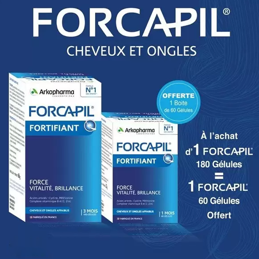 Forcapil Pack 180 Gélules + 1 Boite de 60 Gélules OFFERTE