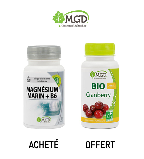 Mgd Pack Magnesium marin +B6 30 Gelules + MGD BIO Cranberry 30gel